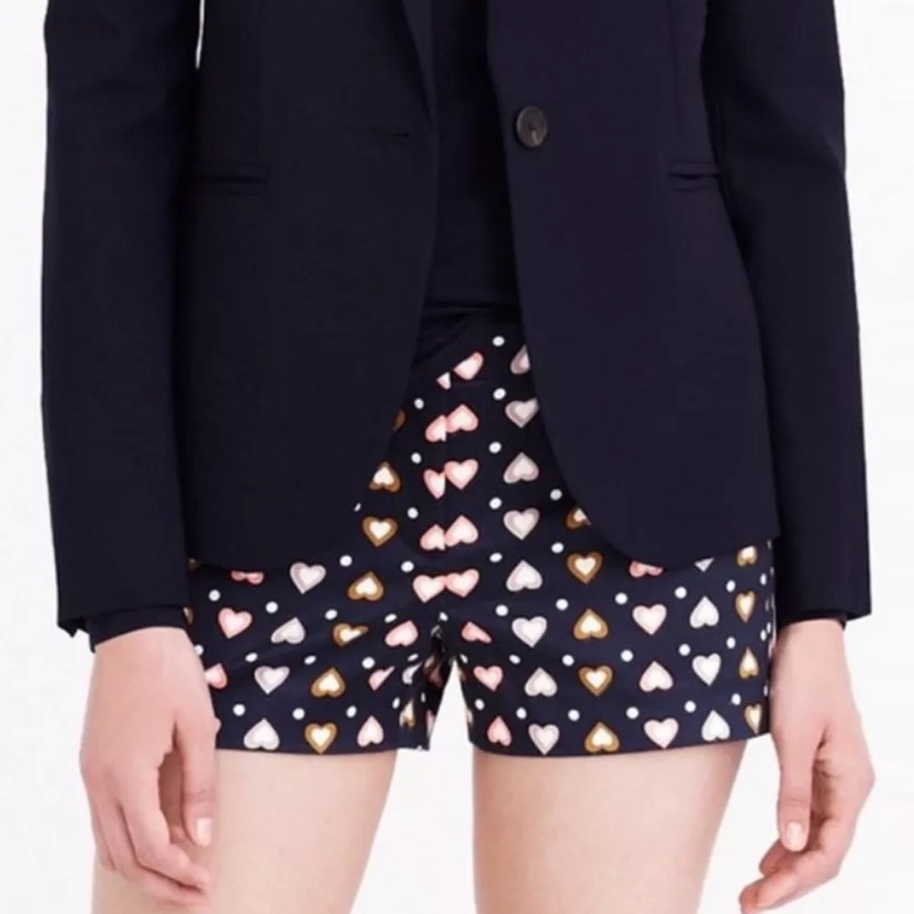 NWT J.Crew Stretch Chino City Fit Shorts Heart Navy Blue Brown Pink 4